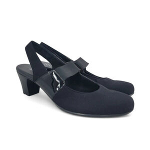 Munro‎ Ella Black Slingback Block Heels Size 6 | Minimalist Style
